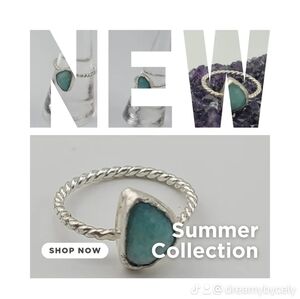 AMAZONITE RING HANDMADE IN STERLING SILVER METAL SIZE 7.5